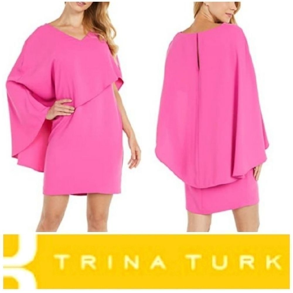 Trina by Trina Turk Women's Pink 100% Polyester Ruffle Adore 2 Mini Dres…